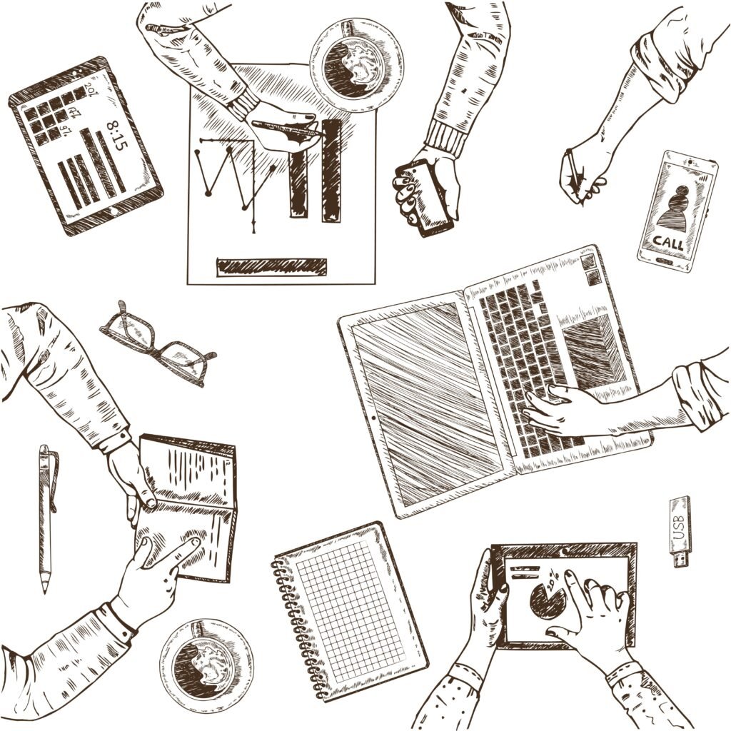 business teamwork sketch concept